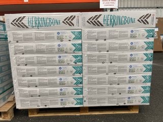 (COLLECTION ONLY) 1 LOT = 16 PACKS OF KRONOTEX HERRINGBONE 665 X 133 X 8MM DARK OAK FLOORING 19.8M2 APPROX - RRP £895: LOCATION - B1