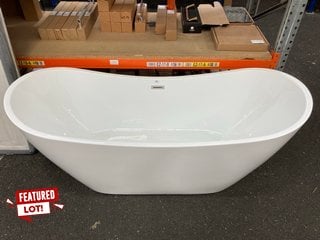 1820 X 710MM MODERN TWIN SKINNED DOUBLED FREESTANDING SLIPPER STYLE BATH WITH INTEGRAL CHROME SPRUNG WASTE AND OVERFLOW RRP £1469: LOCATION - B3