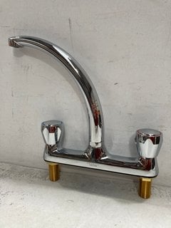 DECK MOUNTED 2TH KITCHEN SINK MIXER TAP IN CHROME WITH SWIVEL SPOUT RRP £170: LOCATION - R1