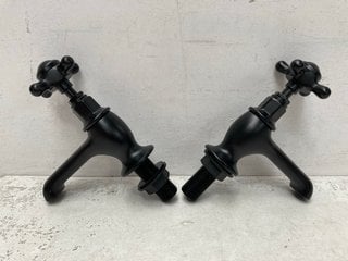 PAIR OF TRADITIONAL CROSSHEAD BASIN PILLARS TAPS IN BLACK RRP £185: LOCATION - R2