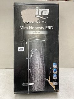 SQUARE THERMOSTATIC BAR SHOWER VALVE IN CHROME WITH RISER RAIL, SQUARE FIXED SHOWER HEAD, HANDSET AND HOSE RRP £595: LOCATION - R4