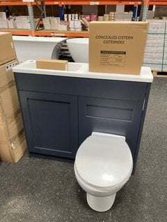 (COLLECTION ONLY) ROPER RHODES HALCYON LH COMBINATION UNIT IN GREY 1000 X 280MM COMPLETE WITH A MONO BASIN MIXER TAP AND CHROME SPRUNG WASTE, BTW PAN WITH SEAT AND CONCEALED CISTERN FITTING KIT RRP £