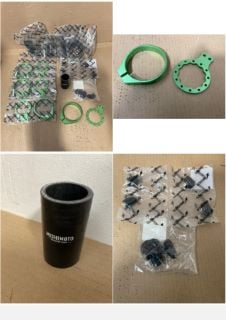 QTY OF ASSORTED MISHIMOTO ITEMS TO INCLUDE OIL CATCH CAN REPLACEMENT MOUNTING BRACKET IN GREEN - MODEL MMBCCBKTSGN: LOCATION - A3