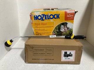 3 X ASSORTED OUTDOOR ITEMS TO INCLUDE HOZELOCK 40M FAST REEL REWIND FREE STANDING HOSE: LOCATION - WA2