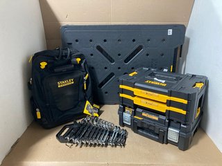 4 X ASSORTED HARDWARE ITEMS TO INCLUDE STANLEY FATMAX BACKPACK - MODEL FMST180144 - RRP £134: LOCATION - WA3