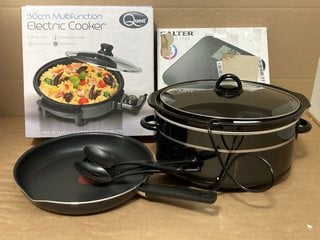 7 X ASSORTED KITCHEN ITEMS TO INCLUDE QUEST MULTIFUNCTION ELECTRIC COOKER: LOCATION - WA9