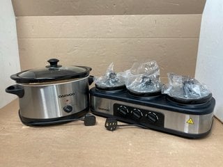 DAEWOO 6.5L STAINLESS STEEL SLOW COOKER - MODEL SDA1788 TO INCLUDE DAEWOO TRIPLE SLOW COOKER - MODEL ‎SDA1334: LOCATION - WA10