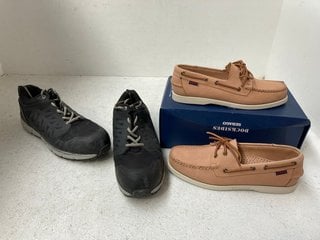 DOCKSIDES SEBAGO PORTLAND VEGAN MENS SHOES IN NATURAL - UK SIZE: 8 TO INCLUDE ROCK FALL MENS TRAINERS IN GREY - UK SIZE: 11: LOCATION - A17