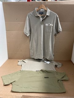 3 X ASSORTED MENS CLOTHING IN VARIOUS SIZES TO INCLUDE BARBOUR HIRSTLY POLO SHIRT IN BEIGE - UK SIZE: MEDIUM: LOCATION - A16