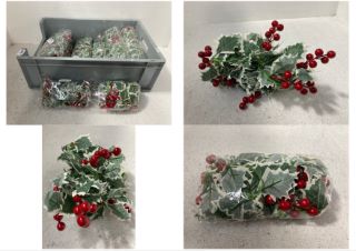 QTY OF WHALINE 15.7FT CHRISTMAS GARLAND ARTIFICIAL HOLLY LEAVES AND RED BERRIES: LOCATION - A11