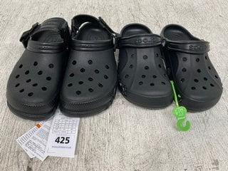 2 X CROCS IN BLACK - UK SIZES: 4 AND 5: LOCATION - A10