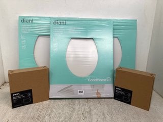 3 X DIANI WHITE TOILET SEATS TO INCLUDE 2 X SWIRL STAINLESS STEEL SHOWER HOSES 1.5M: LOCATION - A9