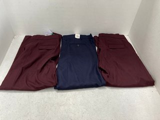 3 X JOHN LEWIS & PARTNERS ASSORTED MENS TROUSERS IN VARIOUS SIZES TO INCLUDE 2 X WINE TROUSERS - UK SIZE: 16 AND 18: LOCATION - B2