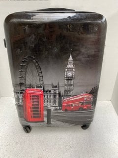 WHEELED HARD SHELL BLACK SUITCASE: LOCATION - B4