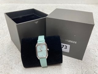 EMPORIO ARMANI AR11447 TWO-HAND LADIES WATCH IN BLUE - RRP £179: LOCATION - B5