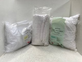 3 X JOHN LEWIS & PARTNERS BEDDING ITEMS TO INCLUDE ACTIVE ANTI-ALLERGY PILLOW WITH HEIQ ALLERGEN TECH: LOCATION - B6