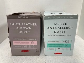 2 X JOHN LEWIS & PARTNERS DUVETS TO INCLUDE NATURAL DUCK FEATHER & DOWN DUVET 4.5+9 TOG - SIZE: 225 x 220 CM AND ACTIVE ANTI-ALLERGY DUVET WITH HEIQ ALLERGEN TECH 10.5 TOG - SIZE: 225 x 220 CM: LOCAT