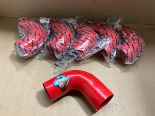 6 X L-SHAPED SILICONE REDUCER COUPLER IN RED - MODEL MMCPR9027530RD: LOCATION - A1