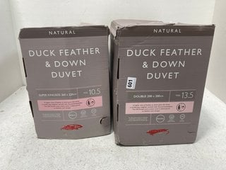 2 X JOHN LEWIS & PARTNERS ASSORTED DUCK FEATHER & DOWN DUVETS - 13.5 TOG 200 x 200 CM / 10.5 TOG 260 x 220 CM: LOCATION - B7