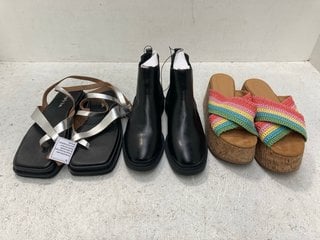 3 X ASSORTED WOMENS SHOES IN VARIOUS SIZES TO INCLUDE GEORGE ANKLE BOOTS IN BLACK - UK SIZE: 6: LOCATION - B14