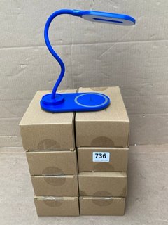 8 X BOXES OF AG639 AURAGLOW WIRELESS CHARGING DOCK LED DESK LAMPS IN BLUE: LOCATION - B17