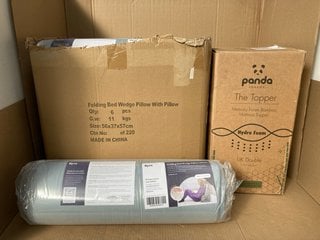 PANDA LONDON MEMORY FOAM BAMBOO MATTRESS TOPPER - SIZE: DOUBLE / 135 x 190 + 5 CM TO INCLUDE BOX OF FOLDING BED WEDGE PILLOWS: LOCATION - C17