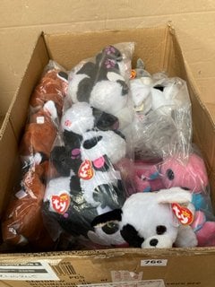 QTY OF ASSORTED BEANIE BABIES PLUSH TOYS TO INCLUDE 'MARCEL' WHITE / BLACK DOG: LOCATION - C17