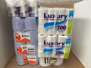 QTY OF ASSORTED TOILET PAPER ROLLS AND MULTIPURPOSE TOWELS TO INCLUDE ANDREX SUPREME QUILTS TOILET PAPER: LOCATION - C17