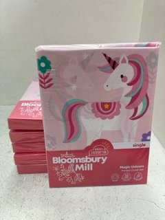 6 X BLOOMSBURY MILL KIDS MAGIC UNICORN PRINTED DUVET SHEETS IN PINK - SINGLE: LOCATION - C12