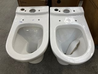 (COLLECTION ONLY) 2 X MICRO CLOSE COUPLED PANS IN WHITE (DAMAGED): LOCATION - A5