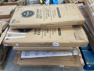 PALLET OF ASSORTED SAFETY GATES TO INCLUDE REGALO EASY STEP EXTRA TALL SAFETY GATE IN WHITE: LOCATION - B1 (KERBSIDE PALLET DELIVERY)