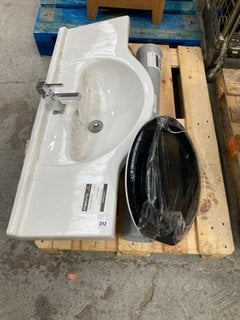 (COLLECTION ONLY) 3 X ASSORTED ITEMS TO INCLUDE LARGE CERAMIC SINK WITH TAP & WASTE FITTING: LOCATION - B2