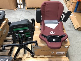 3 X ASSORTED GAMING CHAIRS TO INCLUDE KAISER 3 SERIES GAMING CHAIR IN BURGUNDY: LOCATION - B5