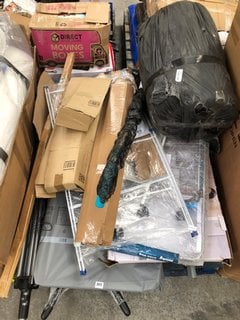 PALLET OF ASSORTED ITEMS TO INCLUDE BLACK + DECKER DELUXE ELECTRIC LAUNDRY AIRER: LOCATION - B6 (KERBSIDE PALLET DELIVERY)