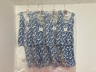 QTY OF JOHN LEWIS & PARTNERS LADIES INES VEST CROP PYJAMAS IN WHITE/BLUE : SIZE SMALL: LOCATION - BR6