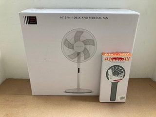 2 X ASSORTED JOHN LEWIS & PARTNERS FANS TO INCLUDE 16" 2 IN 1 DESK AND PEDESTAL FAN IN WHITE: LOCATION - BR8