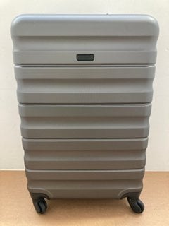 JOHN LEWIS & PARTNERS MEDIUM HARD SHELL STYLE WHEELED SUITCASE IN GUNMETAL: LOCATION - BR8