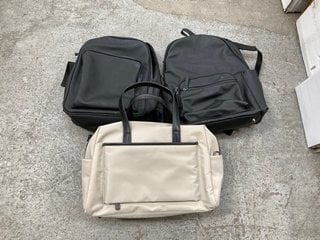 3 X ASSORTED JOHN LEWIS & PARTNERS BAGS TO INCLUDE LARGE HANDBAG STYLE BAG IN STONE GREY AND BLACK: LOCATION - BR11