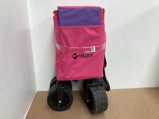 VILLEY LARGE METAL FRAME FABRIC TROLLEY IN PINK: LOCATION - AR9