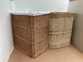 2 X JOHN LEWIS & PARTNERS LARGE WICKER LAUNDRY HAMPERS: LOCATION - AR9