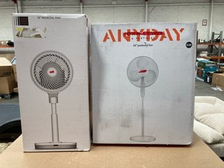 2 X ASSORTED JOHN LEWIS & PARTNERS FANS TO INCLUDE 10" PEDESTAL FAN IN WHITE: LOCATION - BR18