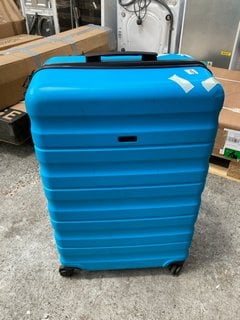 JOHN LEWIS & PARTNERS LARGE HARD SHELL STYLE WHEELED SUITCASE IN BRIGHT BLUE: LOCATION - BR21