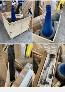 PALLET OF ASSORTED ITEMS TO INCLUDE SALON STYLE FLOOR STANDING HAIR DRYER IN BLACK: LOCATION - A4 (KERBSIDE PALLET DELIVERY)