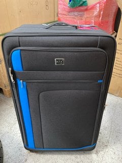 ATX LUGGAGE SOFT SHELL STYLE SUITCASE IN BLACK AND SKY BLUE : MODEL ATX632: LOCATION - A4