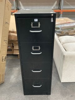 4 DRAWER TALL LOCKABLE FILING CABINET IN BLACK METAL FINISH: LOCATION - B7