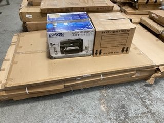 PALLET OF ASSORTED ITEMS TO INCLUDE EPSON ECOTANK ET-M16600 MULTIFUNCTION MONO PRINTER: LOCATION - B8 (KERBSIDE PALLET DELIVERY)