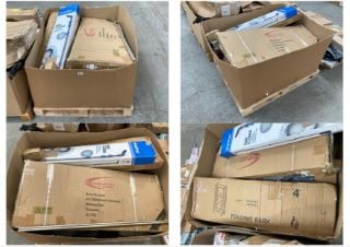 PALLET OF ASSORTED ITEMS TO INCLUDE NILFISK ROOF CLEANER TOOL AND FLAT PACK FOLDING STORAGE RACK: LOCATION - A6 (KERBSIDE PALLET DELIVERY)