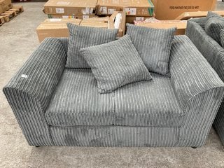 FABRIC 2 SEATER LOW BACK SCATTER CUSHION SOFA IN GREY: LOCATION - A9