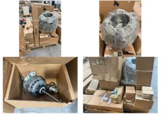 PALLET OF ASSORTED ITEMS TO INCLUDE REPLACEMENT WASHING MACHINE DRUM PART AND ALTERNATOR COMPONENT: LOCATION - B3 (KERBSIDE PALLET DELIVERY)