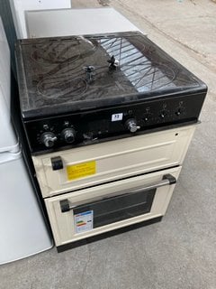 COOKOLOGY RETRO STYLE DOUBLE ELECTRIC OVEN IN BLACK AND CREAM WITH INDUCTION HOB : MODEL RETDO600CRM - RRP £479: LOCATION - A2